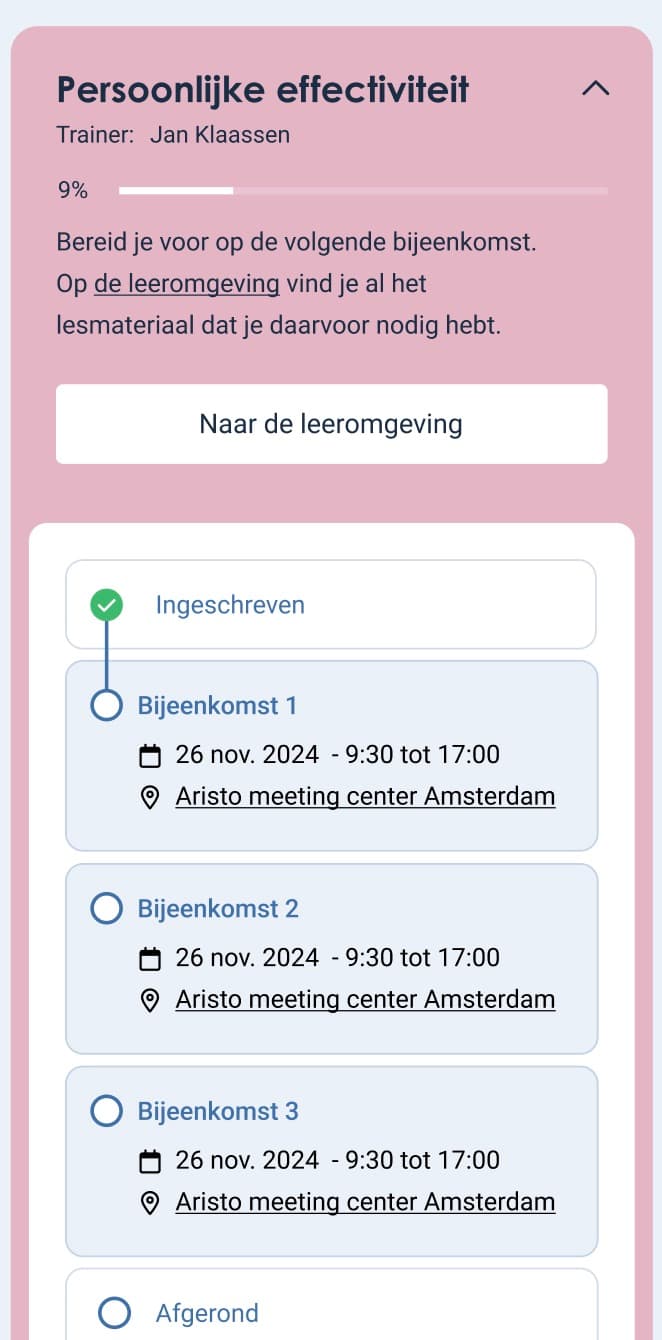 Course timeline view