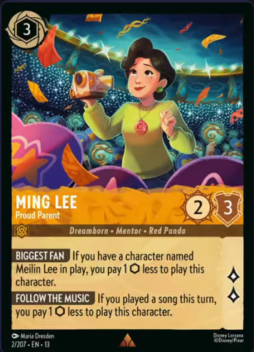 The card Ming Lee - Proud Parent as the index stores it.