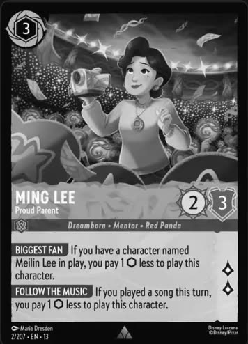 The same card converted to grayscale.